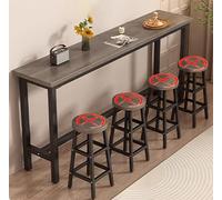 High Bar Table 140cm - Counter Height Dining & Breakfast Table Stylish Cocktail Table for Kitchen & Bar Furniture Grey Oak Finish Perfect for Home Entertainment
