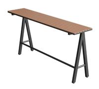 High Bar Table with Wood-Look Plastic Top and Sturdy Iron e for Bistro and Dining, 100kg Weight Capaci, 140cm/55in, Slish Black h