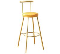 High Barstools PU Leather Stools with Back Kitchen Island Bar Chair, Counter Height Upholstered Seat, Tall Stool for, Breakfast, Pubs (Yellow,65cm/26in)