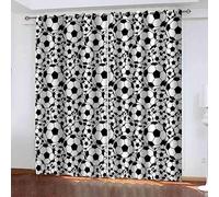 High Blackout Curtains, Black And White Football, 3D Polyester Fiber Shade Printing Curtains, Living Room And Bedroom Decoration, 280 X 180 Cm 2 Panel Set -Children'S Curtains -0U3L+O1Y