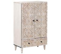 vidaXL High Board with Door White 60 x 33.5 x 100 cm Solid Mango Wood