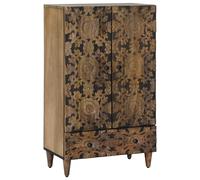 vidaXL High Board with Door White 60 x 33.5 x 100 cm Solid Mango Wood