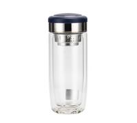 High Borosilicate Double-Layer Glass Cup, Goose Egg Cup, Portable Tea Cup, Business Water Cup(Blue)