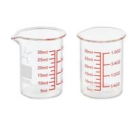 High Borosilicate Glass Measuring Cup-V-Shaped Spout，Glass Measuring Beaker for Kitchen or Restaurant, Easy to Read, 30 ML (1 Oz)-Pack of 2
