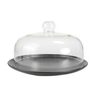 High Borosilicate Glass Microwave Cover for Food, Anti-Splash Microwave Plate Cover, Multi-Function Cake Dome, Easy Grip Handle, Dishwasher Safe,25cm