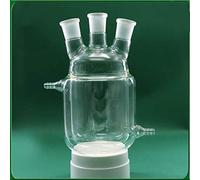 High Borosilicate Glass Three Necks Jacketed Flask Reactor Vessel - Double Layer Round Bottom Beaker 24/24/24(1000ml)