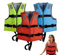 High Buoyancy Floatation Vest for Adults - Adjustable Rescue Life Jacket for Emergency Flood Preparedness & Watersports - Lightweight Safety Jacket with Reflective Strips & Whistle (Blue, 2XL)