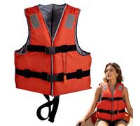 High Buoyancy Floatation Vest for Adults - Adjustable Rescue Life Jacket for Emergency Flood Preparedness & Watersports - Lightweight Safety Jacket with Reflective Strips & Whistle (Orange, 2XL)
