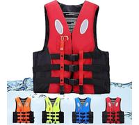High Buoyancy Life Jacket - Adjustable Safety Vest for Kayaking, Boating, Swimming & Water Sports with Rescue Whistle & Reflective Strips