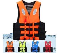 High Buoyancy Life Jacket - Adjustable Safety Vest for Kayaking, Boating, Swimming & Water Sports with Rescue Whistle & Reflective Strips