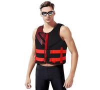 High-Buoyancy Life Jacket for Adults Adjustable Neoprene Swim Vest with Breathable Design and Water Sports Snorkel Vest for Kayaking, Fishing, Swimming(Red,XL)