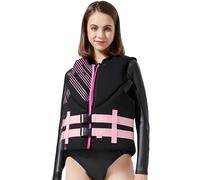 High-Buoyancy Life Jacket for Adults Adjustable Neoprene Swim Vest with Breathable Design and Water Sports Snorkel Vest for Kayaking, Fishing, Swimming(Pink,XXL)