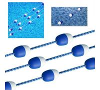 High Buoyancy Swimming Pool Safety Rope-High Visibility Pool Divider Floats Rope, Adjustable Swimming Lane Lines with Hooks for Swim Clubs,（Blue and White,17m/56ft Long）
