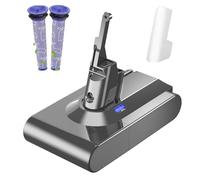 High Capacity 6.0Ah V8 Battery Replacement for Dyson V8 Battery Animal Absolute Fluffy Motorhead SV10 Cordless Vacuum Cleaner with 2 Pre-Filters