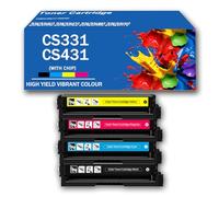 High Capacity CS331 CS431 Toner Cartridges Set, Replacement For Lexmark CS331 CS331DW CX331 CX331ADWE CS431 CS431DW CX431 CX431ADW Multifunction Machine Printer, 4500Page,4Color-1Pack