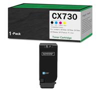 High Capacity CX730 Toner Cartridges Set, 4 Pack 71C2HK0 71C2HC0 71C2HM0 71C2HY0 Replacement For Lexmark CS730de CS735de CX730de CX735adse CX737adzse Multifunction Printer,Cyan-1Pack
