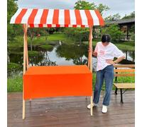 High-Capacity Food Vendor Cart Multi-Functional Display Stand for Fruits Vegetables & Beverages Trade Show & Craft Fair Showcase (Orange)
