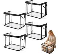 High Capacity Heavy-duty Clear Plastic Storage Bin With Hinged Lid - Durable Organizer For Clothes, Toys, And Household Items - Upgrade Your Space Today! 4pcs