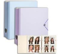 High Capacity Kpop Photocard Binder, 2 Pack, 25 Pages 100 Pockets Per Book, 3 Inch Photo Card Holder Album for Instax Mini, Polaroid, Trading Cards, ID Cards, Purple & Blue