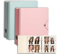 High Capacity Kpop Photocard Binder, 2 Pack, 25 Pages 100 Pockets Per Book, 3 Inch Photo Card Holder Album for Instax Mini, Polaroid, Trading Cards, ID Cards, Pink & Green