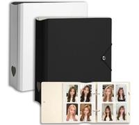 High Capacity Kpop Photocard Binder, 2 Pack, 25 Pages 100 Pockets Per Book, 3 Inch Photo Card Holder Album for Instax Mini, Polaroid, Trading Cards, ID Cards, Black & White