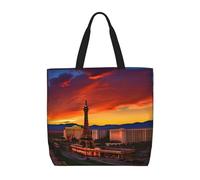 High-capacity,lightweight,durable reusable Las Vegas Sunset Print tote bags designed for everyday shopping