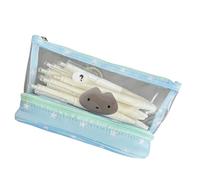 High Capacity Pen Bag Water Resistant Clear Pencil Case 2 Compartments Marker Pen Organizers Makeup Storage Bag Pencil Case for Students