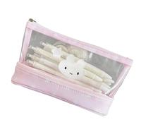 High Capacity Pen Bag Water Resistant Clear Pencil Case 2 Compartments Marker Pen Organizers Makeup Storage Bag Pencil Case for Students