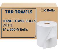 High Capacity Premium TAD Towel Tissue Roll, Home/Commercial Soft Paper Towels for Toilet and High-Traffic Areas, Fits Enmotion Touchless Automatic & Manual Dispenser, 8" x 600 ft Rolls, White
