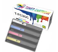 High Capacity T-FC30C TFC30C Toner Cartridges Set, 4 Pack T-F505K T-F505C T-F505M T-F505Y Replacement For Toshiba E-STUDIO 2051C 2050C 2551C 2550C Multifunction Machine Printer,4Color-Small Yield