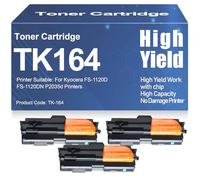 High Capacity TK-164 Black Toner Cartridges Compatible for Kyocera FS-1120D FS-1120DN P2035d Printers with chip High Yield Work,TK164-3PC