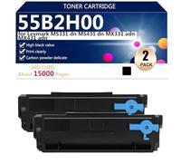 High Capacity Toner Cartridge Compatible 55B2H00 for Lexmark MS331 dn MS431 dn MX331 adn MX431 adn Printer, Smooth Printing,2*Black