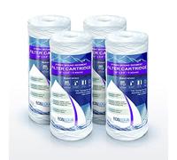 High Capacity Wound String 5 Micron Sediment Water Filter Cartridge 10” x 4.5” Removes Sand, Dirt, Silt, Rust, Extended Filter Life Compatible with 355215-45, 84637, PC10, WP1097P, WPX597P (4 Pack)