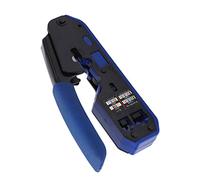 High Carbon Steel Crimping Plier, Multifunctional Network Cable Crimping Tool with Safety Guard, Punch Down & Stripping for UTP STP Twisted Pair Cables, 6P 8P Through Hole