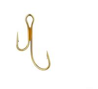 High Carbon Steel Double Fishing Hook for Pike & Predatory Fish - 20pcs Lot, Barbed Crank Design with Large Eye, Ultrasharp & Super Strong, Size 2#/4#/6#/8#, Gold Finish(6#)