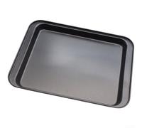 High Carbon Steel Oven Pan with Non-Coating, 10 Inch Rectangular Baking Tray for Bread Cake Cookies, Even Heat Distribution Bakeware with Handles for Home Kitchen, Black and Gold Finish(Black-s)