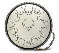 High Carbon Steel Tongue Drum, C Key 14 Inch 15 Notes Ethereal Drum W/Hammer, Drumstick Bracket, Finger Sleeve, Travel Bag For Camping Meditation Yoga (Color : White)