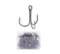 High Carbon Steel Treble Hooks, Size 3/0#, Sharpened Fish Hooks, Freshwater Saltwater Fishing Tackle for Pike, Zander, Perch, Pack of 100