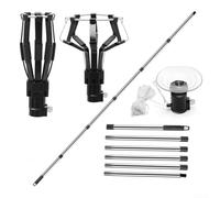 High Ceiling Light Bulb Changer Tool with Extendable Stainless Steel Pole 3 Interchangeable Bulb Changers for LED, Recessed and Flood Lights, Adjustable Non-Slip Clamp(6-section rod)