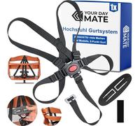 High Chair 5-Point Harness System, 1 Set, Compatible with Hauck, Stokke Tripp Trapp, Roba, etc., in Black, Harness with Chest Clip, Adjustable high Chair Safety Harness