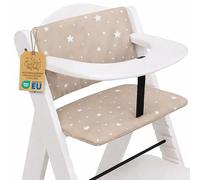 High Chair Cushion 2-piece seat Reducer Baby seat Insert Kids pad | child seat cover for Hauck wooden stair high chair with velcro water-repellent handmade removable padded Beige
