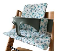 High Chair Cushion Compatible with Stokke Tripp Trapp Padded Waterproof Washable Non-Slip Cover HANELLE (Leaves)