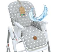 High Chair Cushion seat Reducer for Kids Baby seat pad and Cover | pad cover for Chicco Polly Peg Perego highchairs soft padded water repellent non slip durable Stars And Gray