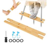 High Chair Foot Rest, 49.8x8cm Adjustable Bamboo Detachable Toddler Foot Support with 4 Rubber Rings, Height-Adjustable Baby Highchair Footrest Pedal Compatible with Antilop
