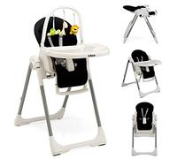 High Chair for Babies and Toddlers, Foldable Highchair with 7 Different Heights 4 Reclining Backrest Seat 3 Setting Footrest, Removable Tray Built-in Rear Wheels with Locks