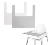 High Chair Placemat, 2 Durable for IKEA High Chair Mat, Clean and Hygienic, Suitable for IKEA Antilop Highchai, for Toddlers and Babies (Grey and White)