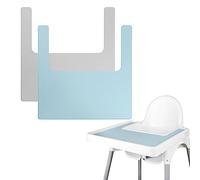 High Chair Placemat, 2 Durable for IKEA High Chair Mat, Clean and Hygienic, Suitable for IKEA Antilop Highchai, for Toddlers and Babies (Light Gray/Blue)