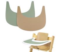 High Chair Placemat, 2 Pieces Durable High Chair Placemat Silicone, for Tripp Trapp High Chair Accessories, Suitable for StokPG-01ke Tripp Trapp High Chair Tray (Khaki/Green)