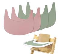 High Chair Placemat, 4 Pieces Durable High Chair Placemat Silicone, for Tripp Trapp High Chair Accessories, Suitable for Tripp Trapp High Chair Tray (Pink/Green)