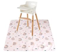 High Chair Splash Floor Mat, 43.3″ Waterproof Washable Anti-Slip Splash Mat with No Layering Design, Baby Mess Mat for Art/Crafts/Painting/Playtime, Tablecloth and Picnic Mat (Rainbow)